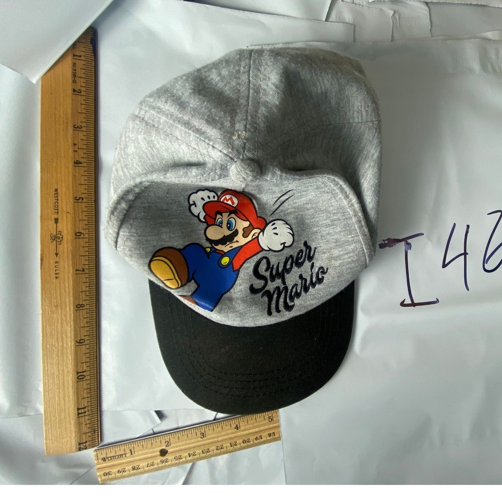 Super Mario Bros Baseball Cap Snapback Black Grey Kids‎ One Size